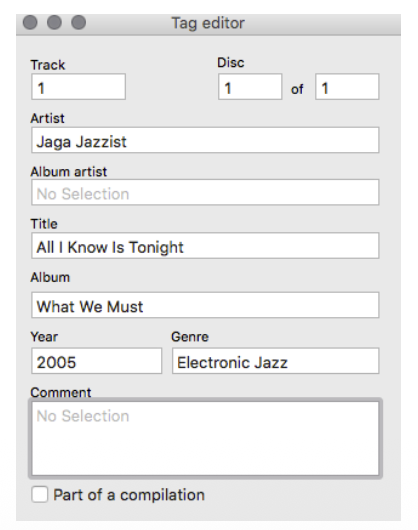 Tag ID3 di un file MP3: titolo, artista, album, genere